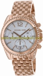 Michael Kors Watches : MK5836 Quartz Chronograph Date Crystal Bezel Rose Gold Tone Stainless Steel Women Watch