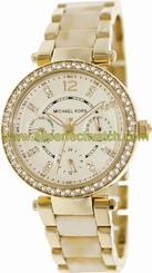 Michael Kors Watches : MK5842 Quartz Day Date Gold Tone Stainless Steel and Ceramic Women Watch