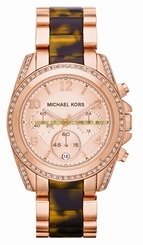 Michael Kors Watches : MK5859 Quartz Mid Size Chronograph Date Crystal Bezel Rose Gold Tone Stainless Steel Women Watch