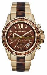 Michael Kors Watches : MK5873 Quartz Chronograph Date Crystal Bezel Gold Tone Stainless Steel Women Watch