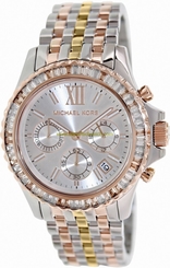Michael Kors Watches : MK5876 Quartz Chronograph Date Tri-Tone Stainless Steel Women Watch