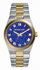 Michael Kors Watches : MK5893 Quartz Mid-Size Blue Roman Numerals Dial Two Tone Stainless Steel Women Watch