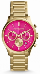 Michael Kors Watches : MK5909 Quartz Pink Dial Chronograph Date Gold Tone Stainless Steel Women Watch