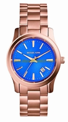 Michael Kors Watches : MK5913 Quartz Mid-Size Blue Dial Date Rose Gold Tone Stainless Steel Women Watch