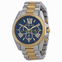 Michael Kors Watches : MK5976 Quartz Chronograph Blue Dial Date Two Tone Stainless Steel Women Watch
