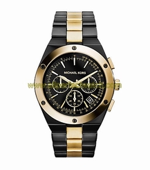Michael Kors Watches : MK5995 Quartz Chronograph Black Dial Date Two Tone Stainless Steel Women Watch