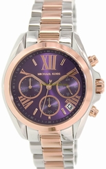 Michael Kors Watches : MK6074 Purple Dial Stainless Steel-plated Band Women Watch