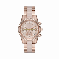 Michael Kors Watches : MK6307 Rose Gold Dial Stop Watch Women Watch