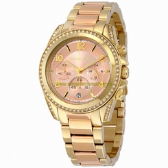 Michael Kors Watches : MK6316 Quartz Chronograph Date Crystal Bezel Two Tone Stainless Steel Women Watch