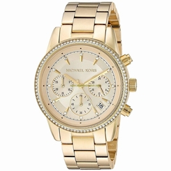 Michael Kors Watches : MK6356 Quartz Chronograph Date Gold Tone Stainless Steel Women Watch