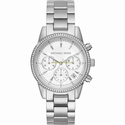Michael Kors Watches : MK6428 Quartz Chronograph Date Crystal Bezel Stainless Steel Women Watch