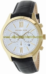Michael Kors Watches : MK8308 Quartz Chronograph Date Gold Tone Stainless Steel Bezel Leather Men Watch