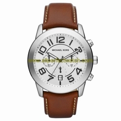Michael Kors Watches : MK8323 Quartz White Dial Chronograph Date Brown Leather Men Watch
