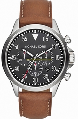 Michael Kors Watches : MK8333 Quartz Black Dial Chronograph Date Brown Leather Men Watch