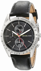 Michael Kors Watches : MK8384 Quartz Chronograph Date Black Leather Men Watch