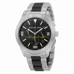 Michael Kors Watches : MK8452 Quartz Chronograph Date Stainless Steel and Black Silicone Men Watch