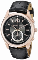 Michael Kors Watches : MK8460 Quartz Chronograph Date Black Leather Men Watch