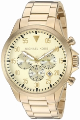 Michael Kors Watches : MK8491 Gold Dial Stainless Steel Band Men Watch