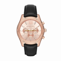 Michael Kors Watches : MK8516 Quartz Chronograph Date Black Leather Men Watch
