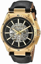 Michael Kors Watches : MK9031 Automatic Skeleton Dial Black Leather Men Watch