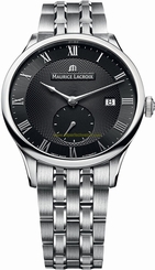 Maurice Lacroix Watches : ML-MP6907-SS002-310 Black Dial Fixed Steel Band Men Watch