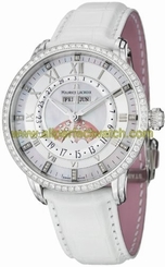 Maurice Lacroix Watches : MP6428-SD501-17E Automatic Day Date Month Moon Phase Diamond Bezel White Leather Women Watch