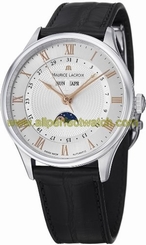Maurice Lacroix Watches : MP6607-SS001-111 Automatic Day Date Month Moon Phase Roman Numeral Black Leather Men Watch