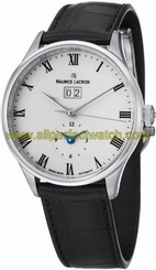 Maurice Lacroix Watches : MP6707-SS001-112 Automatic Date GMT White Dial Leather Men Watch