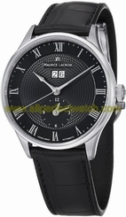 Maurice Lacroix Watches : MP6707-SS001-310 Automatic Date GMT Black Dial Leather Men Watch