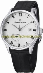 Maurice Lacroix Watches : MP6807-SS001-112 Automatic White Dial Power Reserve Leather Men Watch