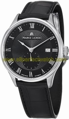 Maurice Lacroix Watches : MP6907-SS001-310 Automatic Date Black Dial Small Second Leather Men Watch