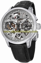 Maurice Lacroix Watches : MP7128-SS001-100 Automatic Chronograph Skeleton Dial Black Leather Limited Edition Men Watch