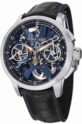 Maurice Lacroix Watches : MP7128-SS001-400 Mechanical Le Chronographe Squelette Black Leather Men Watch