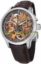 Maurice Lacroix Watches : MP7128-SS001-500 Automatic Chronograph Gold Skeleton Dial Brown Leather Limited Edition Men Watch