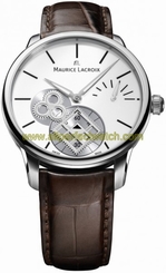 Maurice Lacroix Watches : MP7158-SS001-101 Manual Winding Square Wheel Brown Leather Men Watch