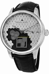 Maurice Lacroix Watches : MP7158-SS001-909 Manual Winding Square Whee Black Leather Men Watch