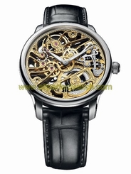 Maurice Lacroix Watches : MP7208-SS001-001 Mechanical Hand Wind Gold Skeleton Dial Black Leather Men Watch