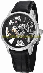 Maurice Lacroix Watches : MP7228-SS001-000 Mechanical Hand Wind Skeleton Dial Black Leather Men Watch