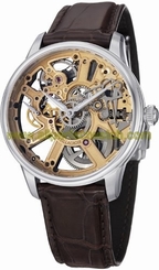 Maurice Lacroix Watches : MP7228-SS001-001 Mechanical Hand Wind Gold Skeleton Dial Brown Leather Men Watch