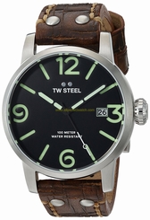 TW Steel Watches : MS11 Quartz Analog Date Brown Leather Men Watch