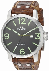 TW Steel Watches : MS16 Automatic Black Dial Date Brown Leather Men Watch