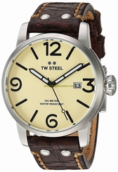 TW Steel Watches : MS22 Quartz Analog Date Brown Leather Men Watch