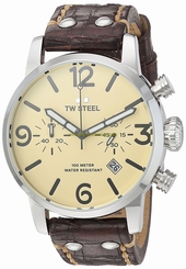 TW Steel Watches : MS23 Beige Dial Leather Women Watch