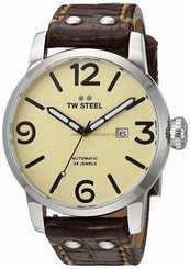 TW Steel Watches : MS26 Beige Dial Leather Men Watch