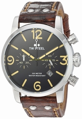 TW Steel Watches : MS4 Quartz Chronograph Date Brown Leather Men Watch