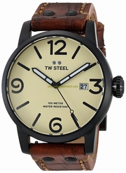 TW Steel Watches : MS42 Quartz Analog Date Brown Leather Men Watch