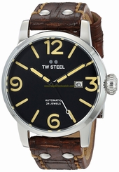 TW Steel Watches : MS5 Automatic Black Dial Date Brown Leather Men Watch