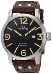 TW Steel Watches : MS6 Automatic Black Dial Date Brown Leather Men Watch