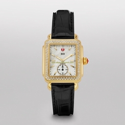 Michele Watches : MWW06V000015 Battery Operated Quartz Polished Yellow Gold Tone White Mother Of Pearl Dial Band Men Watch