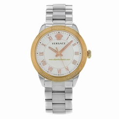Versace Watches : P6Q89FD002S099 White Mother Of Pearl Dial Steel Band Women Watch